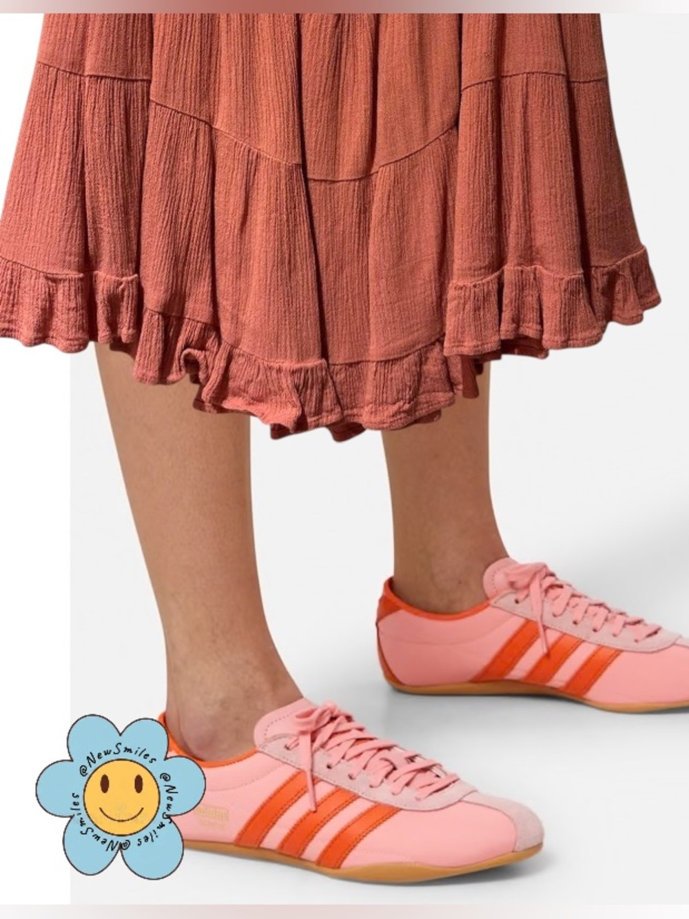 adidas ~ Sneakers ~ NIB ~ Pink & Orange ~Women’s 7.5 ~ Low Profile Gum Sole